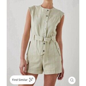 Rails Bessie Romper In Sage Dust Size M Button Front Tie Waist Overall